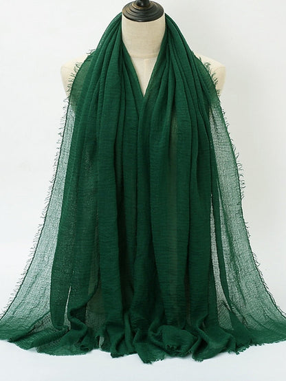 Plain Wrinkle Wrap Cotton Viscose Long Shawl Scarf Women Crinkle Hijab Shawl Muslim Head Hijab Scarf for Women
