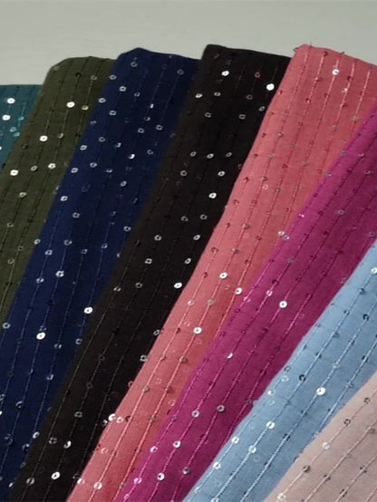 1 PC Sequins Cotton Viscose Muslim Hijab Scarves Women Long Shawls Solid Headscarf Head Wraps Islamic Turban Headband Foulard Bandana for Women
