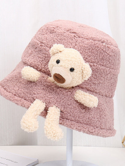Hat Bucket Hat Black Pink khaki Outdoor Daily Weekend Splice Bear Comfort Warm for Women