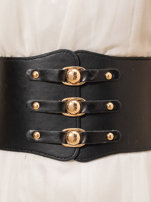 Wide Belt Party Wedding Street Daily Black White Belt Pure Color Red Fall Winter Spring Summer for Women