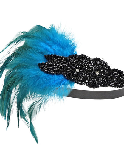 Hair Tie Textured Party Feather Headwear / Imitation Diamond / Wedding / Party Evening / Gold / Black for Women