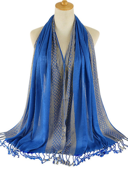 Plain Fashion Print Glitter Tassels Plaid Stripe Scarf Long Hijab Muslim Scarves/scarf for Women