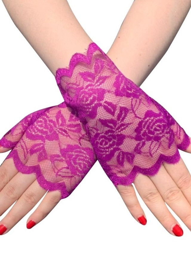 Women's Fingerless Gloves Lace Gloves Wedding Party Evening Gift Polyester Simple Bridal Gloves Sexy 1 Pair