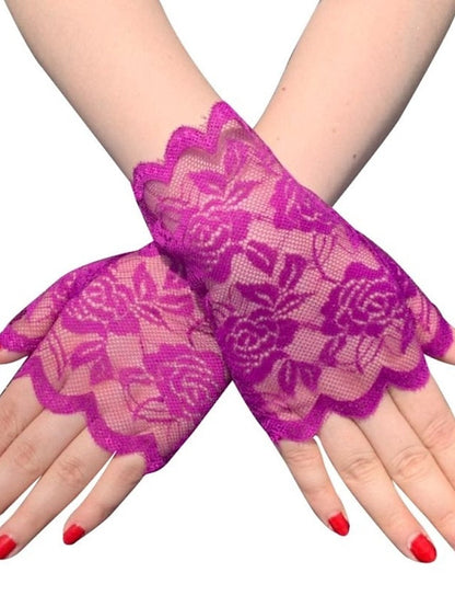 Women's Fingerless Gloves Lace Gloves Wedding Party Evening Gift Polyester Simple Bridal Gloves Sexy 1 Pair