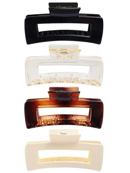 Large Hair Claw Clips 4 PCS, Hair Clips for Thick Hair Acrylic Banana Claw Clips Non-slip Hair Clip Rectangular Jaw Clips Big Hair Clips Gifts for Women for Women