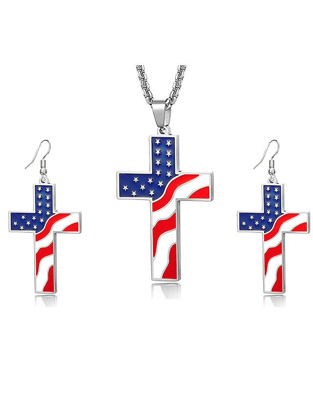 necklace Fashion Outdoor National Flag Jewelry Sets for Women