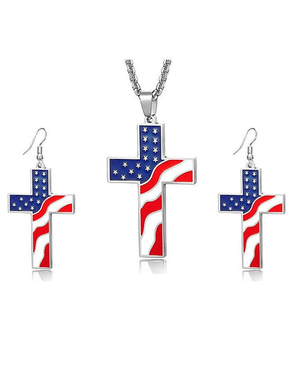 necklace Fashion Outdoor National Flag Jewelry Sets for Women