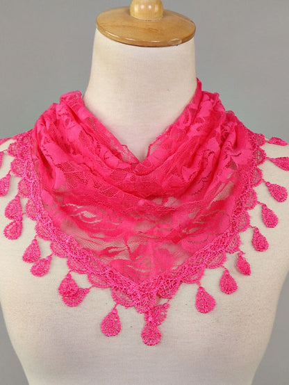 1pcs Solid Triangle Scarf for Church Shawl Catholic Church Prayer Shawl Hollow Floral Spanish Mantilla Lace Veil Wedding Cape for Women for Women