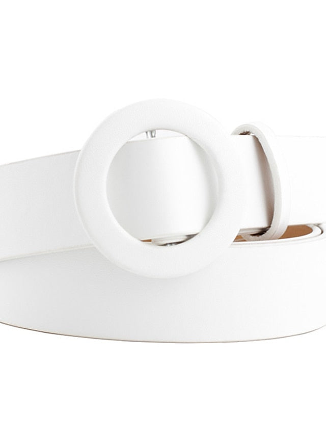 Unisex PU Buckle Belt PU Leather Sliding Buckle O-ring Casual Classic Party Daily White Black Pink Red for Women