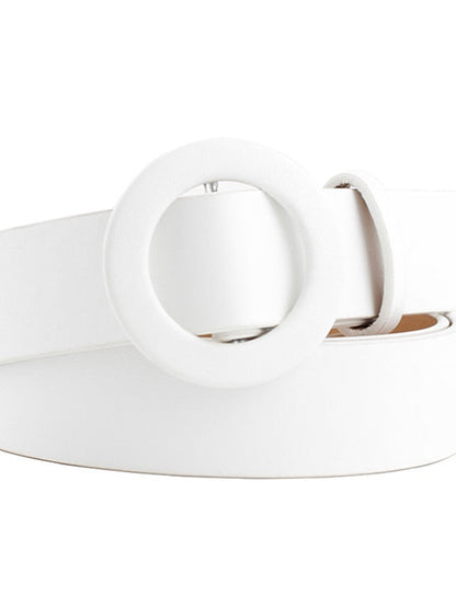Unisex PU Buckle Belt PU Leather Sliding Buckle O-ring Casual Classic Party Daily White Black Pink Red for Women
