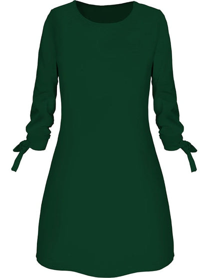 A Line Dress Mini Dress Black White Yellow Long Sleeve Pure Color Patchwork Summer Spring Crew Neck Casual Winter Dress Fall Dress  S M L XL XXL 3XL 4XL for Women