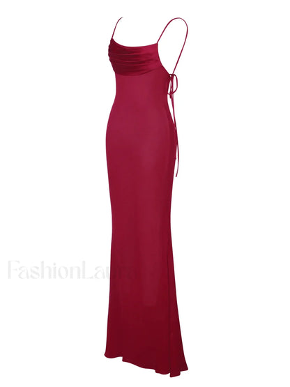 Tatiana Burgundy Rayon Charming Backless Maxi Dress