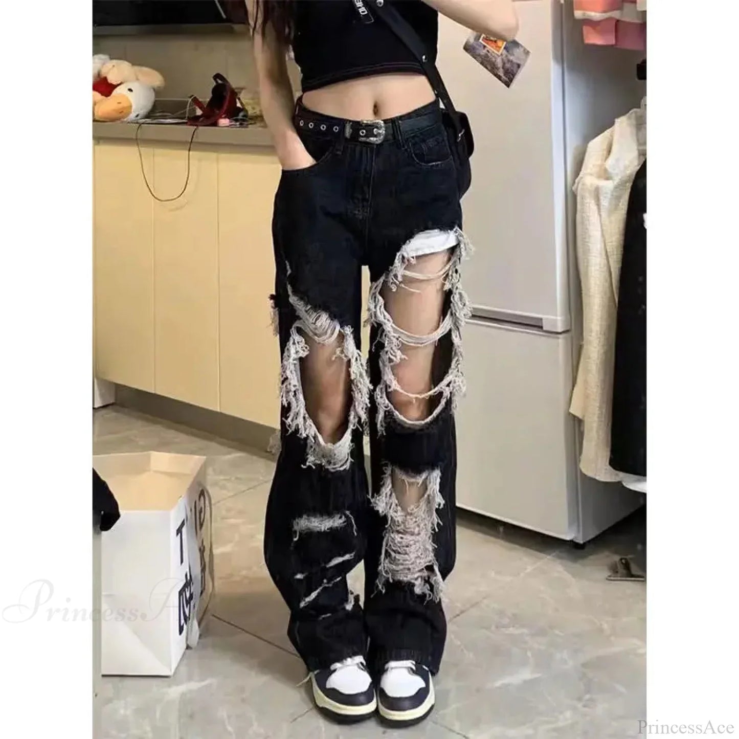 Tattered Medieval Straight Denim Pant