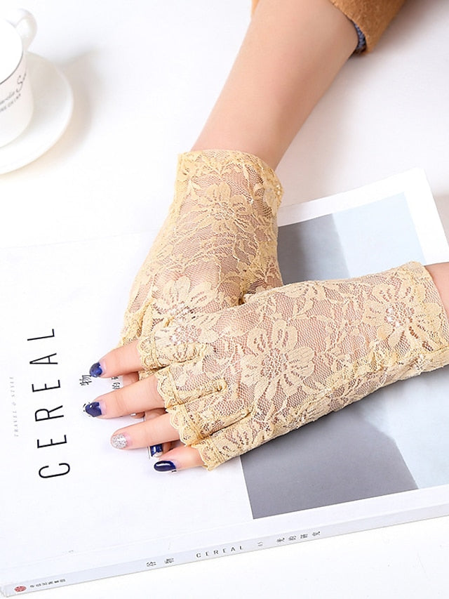 Fingerless Gloves Party / Evening Daily Flower / Plants Lace Casual Sweet Breathability 1 Pair for Women