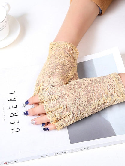Fingerless Gloves Party / Evening Daily Flower / Plants Lace Casual Sweet Breathability 1 Pair for Women