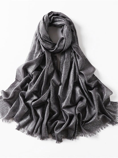Shawls & Wraps Outdoor Dailywear Holiday Black Brown Purple Scarf Pure Color for Women