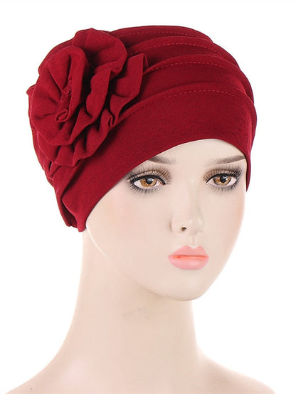 Hats Spring Summer Flower Beanie Hat Muslim Stretch Turban Hat Hair Care Headwear Hijib Cap for Women