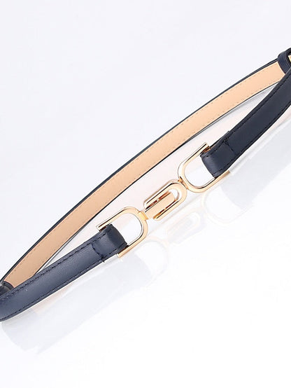 Unisex PU Buckle Belt Skinny Belt PU Leather Metal Bucke Plain Casual Classic Party Daily Black Red Brown Navy Blue for Women