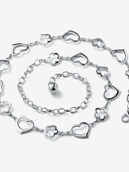 Unisex Chain Belt Metal Chain Buckle Free Flower Decor Casual Classic Party Daily Silver Gold for Women
