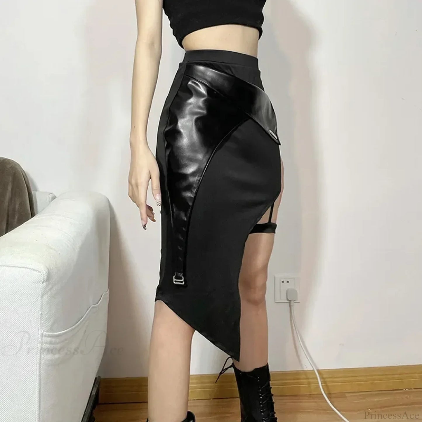 Techwear Patchwork Cargo Skirt