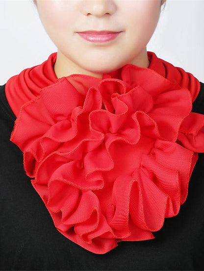 Floral Chiffon Neck Guard False Collar Hedging Scarf Summer Autumn Women Protect Cervical Elastic Bib Headneck for Women