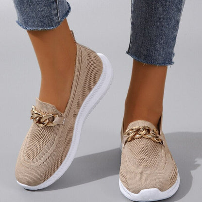 Women’s Casual Slip On Sneakers with Gold Chain Style | Great for Casual Days