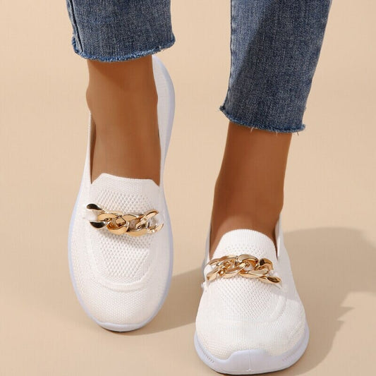 Women’s Casual Slip On Sneakers with Gold Chain Style | Great for Casual Days