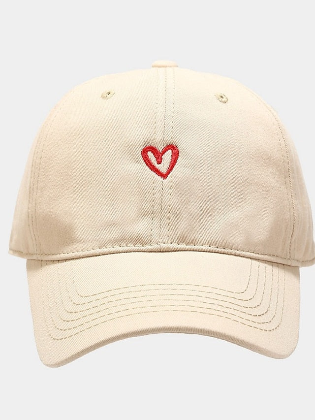 Cotton Baseball Caps Unisex Casual Sunhat Heart Embroidery Man Women Summer Hat Outsport Daily Duck Tongue Cap Couple Sun Visor for Women