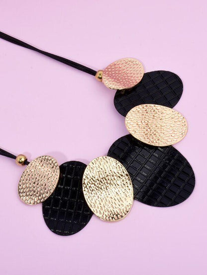 Textured Oval Pendant Necklace for Women