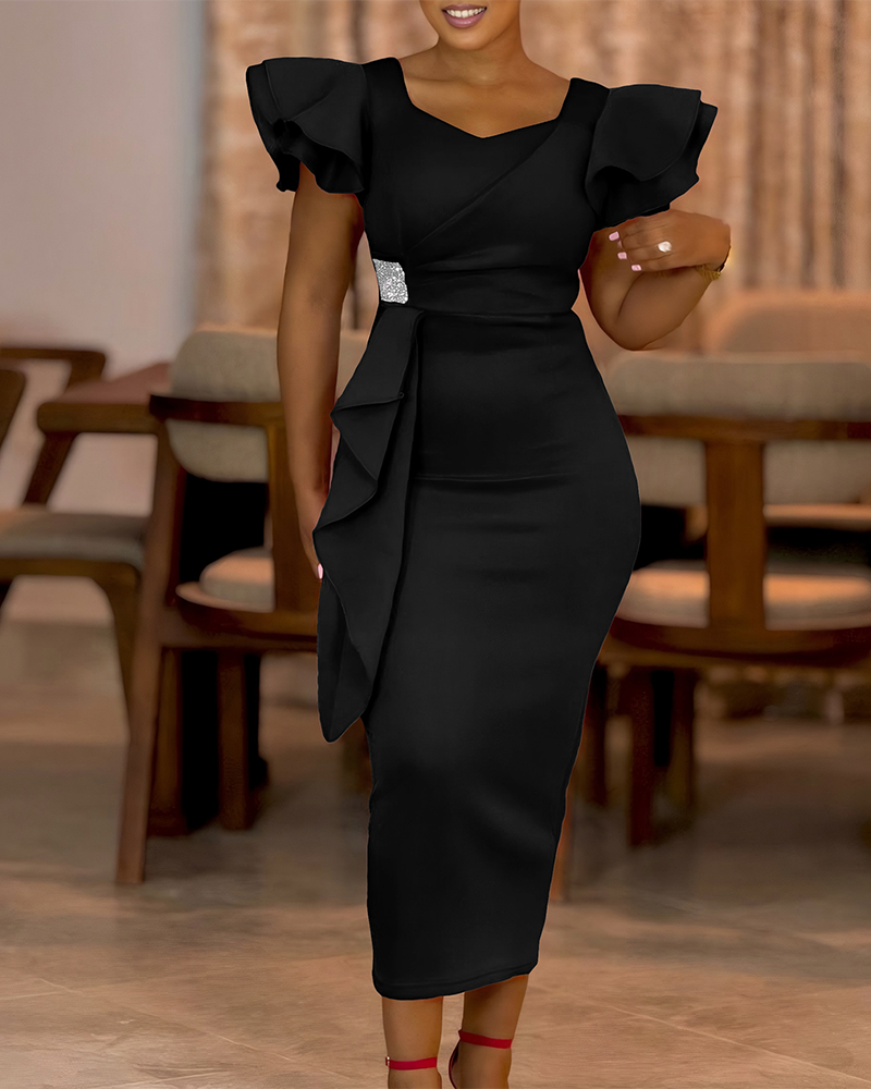 Elegant Ruffled Hip Dress