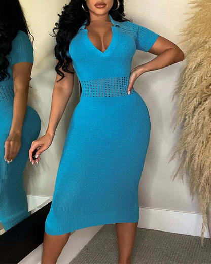 Knitted Hollow Slim Dress