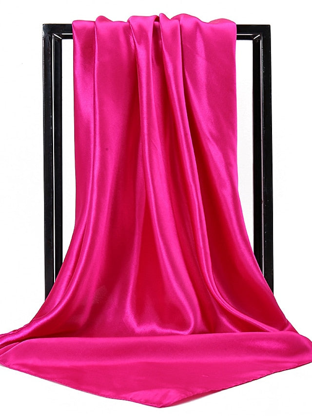 1pcs 90*90cm Solid Colors Neckerchief Hijab Scarf For Women Silk Satin Headband Hair Scarves Female Square Shawls Head Scarfs For Ladies for Women