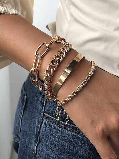 4pcs Bracelet Classic Fashion Punk Personalized Alloy Bracelet Jewelry Silver / Gold For Daily Date for Women