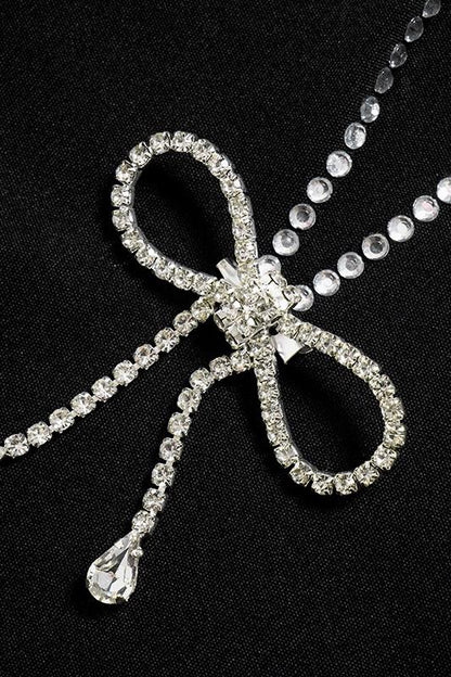 Vestido mini con escote en V y diamantes Thera