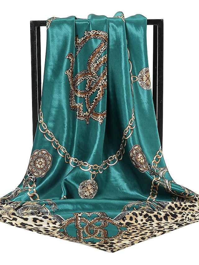 1pcs 90*90cm Square Silk Scarves Women Foulard Head Office Ladies Shawl Wrap Muffler Pareo Bandanna Female Print Hijab Poncho Beach for Women