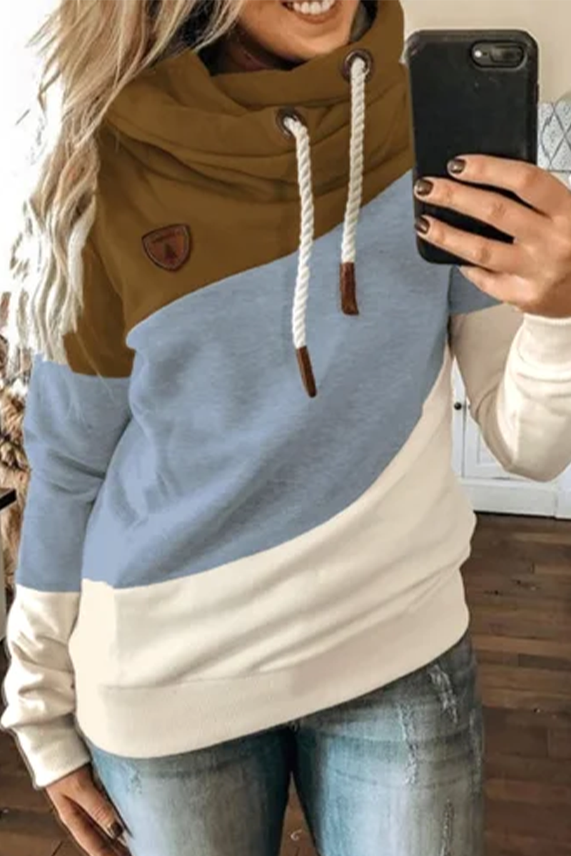 Hooded Loose Splicing Top(4 Colors)
