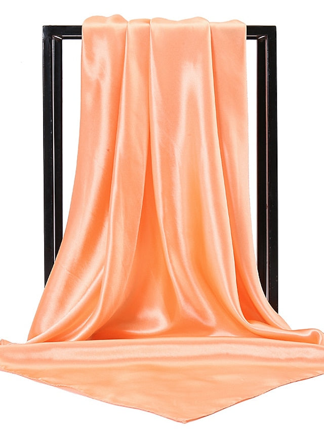 1pcs 90*90cm Solid Colors Neckerchief Hijab Scarf For Women Silk Satin Headband Hair Scarves Female Square Shawls Head Scarfs For Ladies for Women