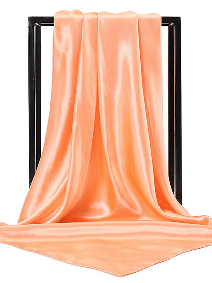 1pcs 90*90cm Solid Colors Neckerchief Hijab Scarf For Women Silk Satin Headband Hair Scarves Female Square Shawls Head Scarfs For Ladies for Women