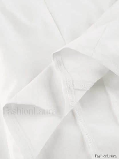 Tie Design White Cropped Blouse