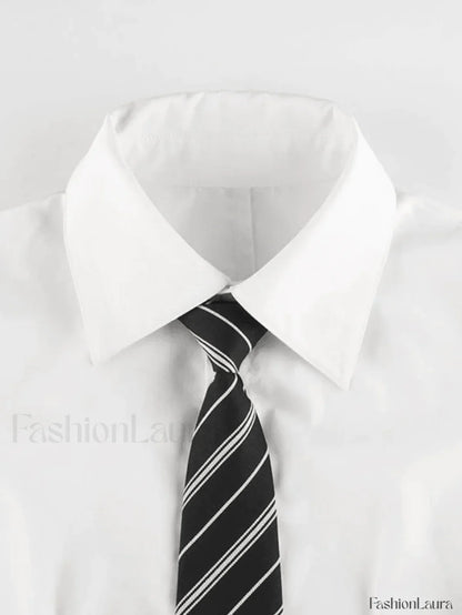 Tie Design White Cropped Blouse