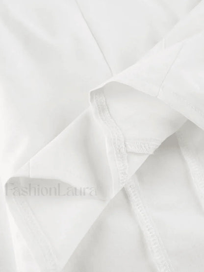 Tie Design White Cropped Blouse