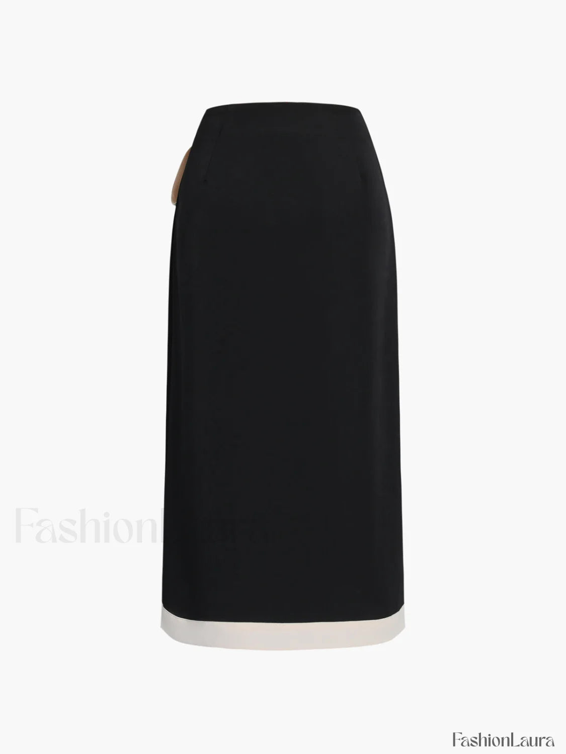 Tie Front Contrast Trendy Trim Midi Skirt