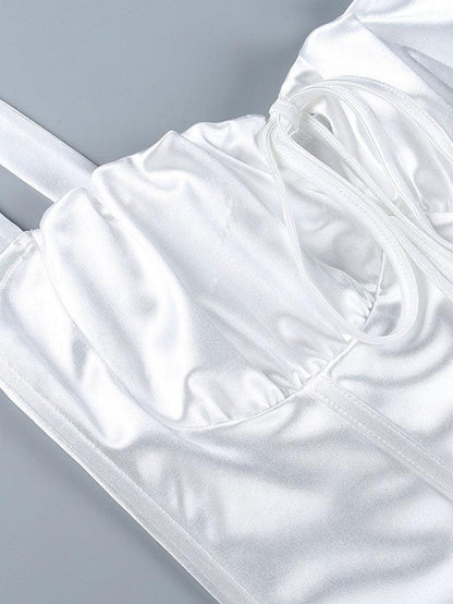 Tie Front Satin Corset Top