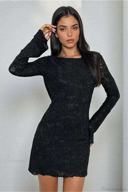 Tie Sheer Backless Bodycon Mini Dress