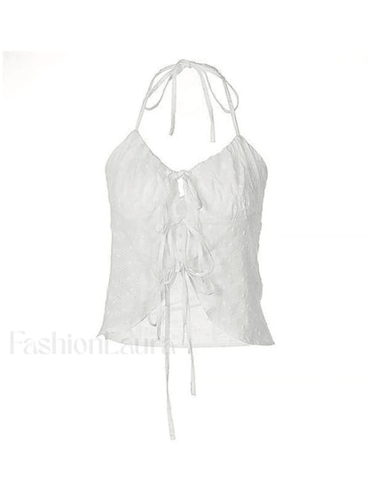 Tie Strap Broderie Lace Corset Top