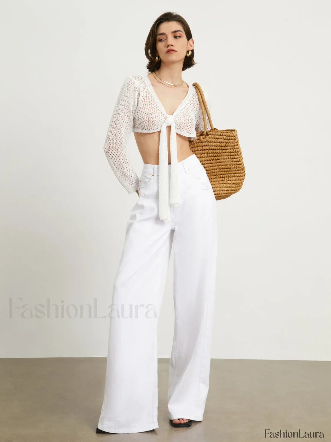 Tied Charming Pointelle Cardigan