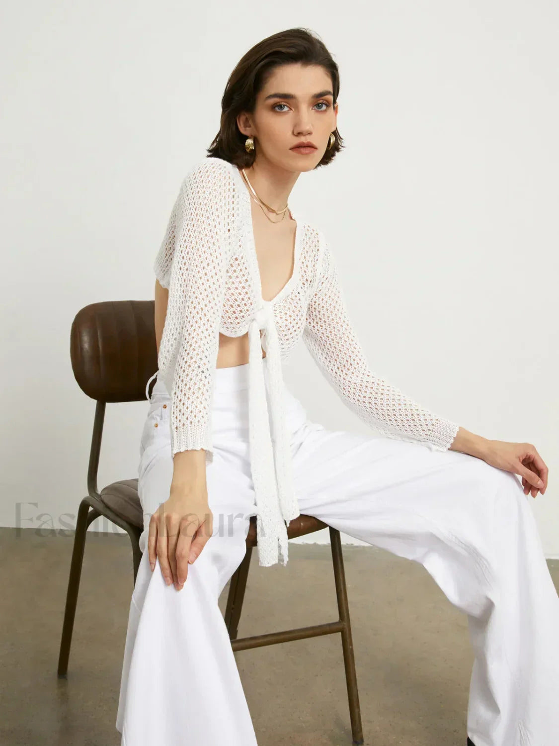 Tied Charming Pointelle Cardigan