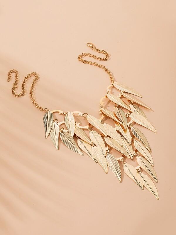 Tiered Leaf Charm Necklace for Women