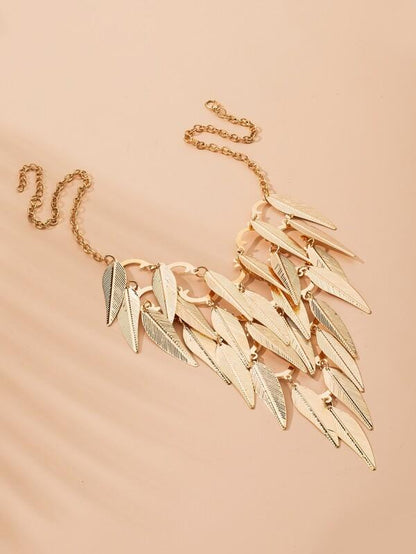 Tiered Leaf Charm Necklace for Women