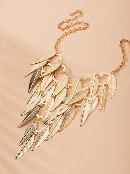 Tiered Leaf Charm Necklace for Women